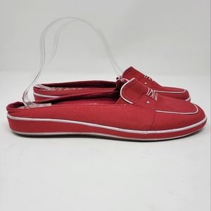 Grasshopper Fabric Slip-on Flats Slide Low Top Closed Toe Sneakers Mules Red 10M